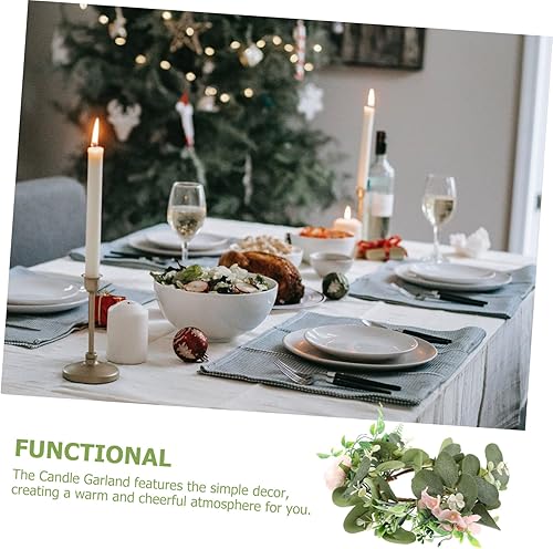 Miniatura 4 de Abaodam Guirnalda de velas artificiales de eucalipto, coronas de vela de primavera, mini corona, mini anillo de vela, mini corona de ramitas, mini