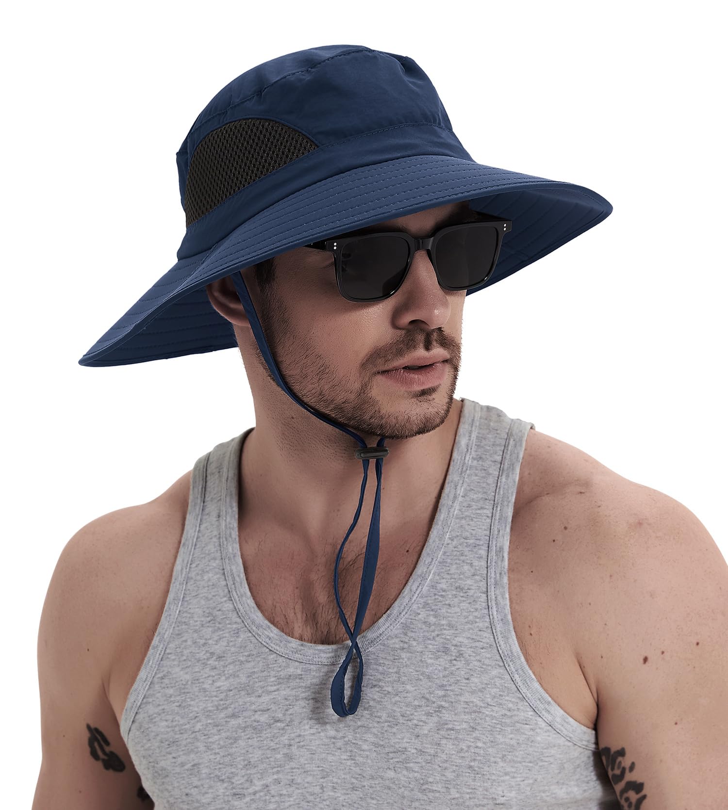 Wmcaps Sonnenhut Herren UV Schutz, Breite Krempe Wanderhut Damen | Outdoor-Sonnenhut Strand, Safari, Angeln, Wandern, Camping, Jagd, Klettern, Dschungel UV-Schutz.