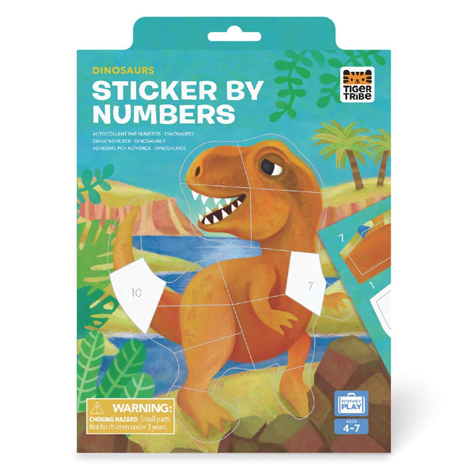 Tiger Tribe Sticker By Numbers - Dinosaur Activity Kit - Ages 4-7