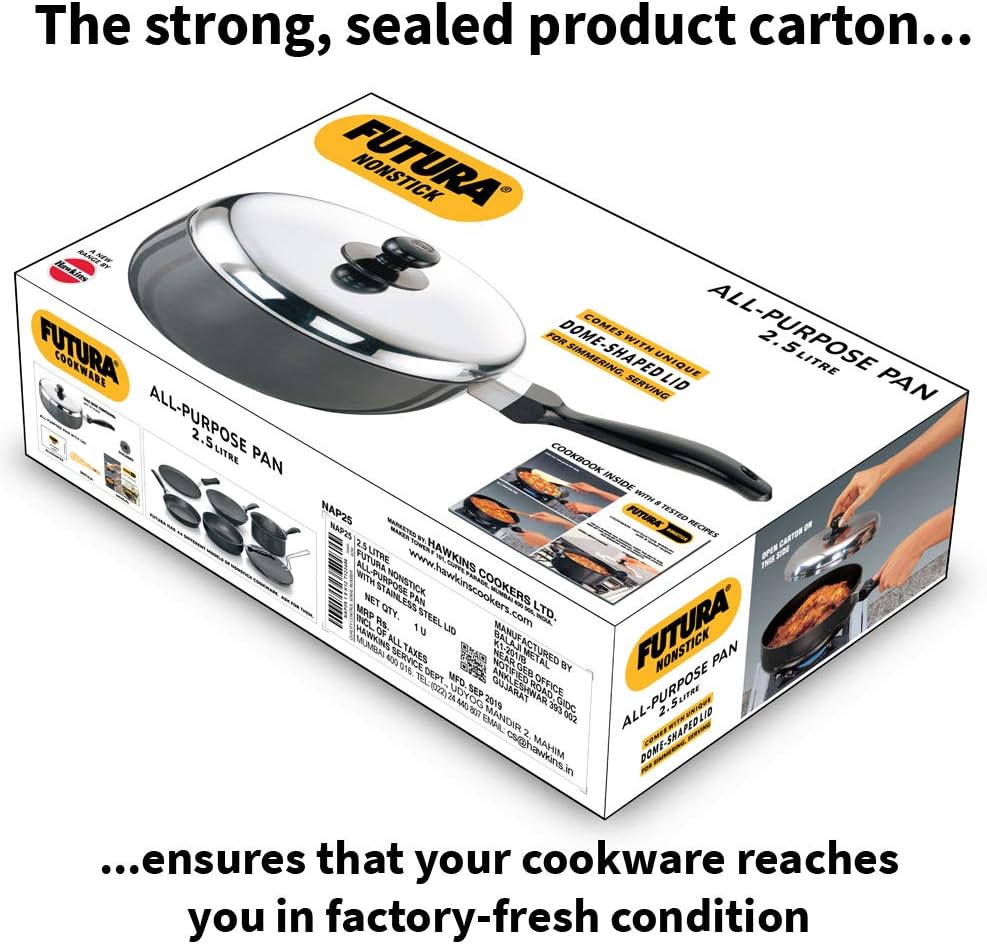 Hawkins Futura Nonstick All-Purpose Pan 2.5L, 22 cm, 3.25 mm with SS lid