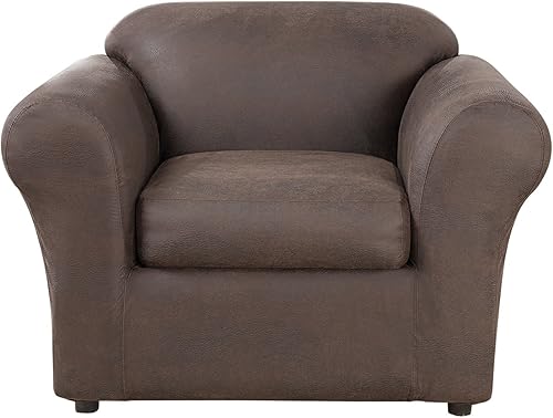 Miniatura 6 de SureFit Home Decor Ultimate - Funda para silla de asiento separada, de piel sintética, elástica, pesada, color gris