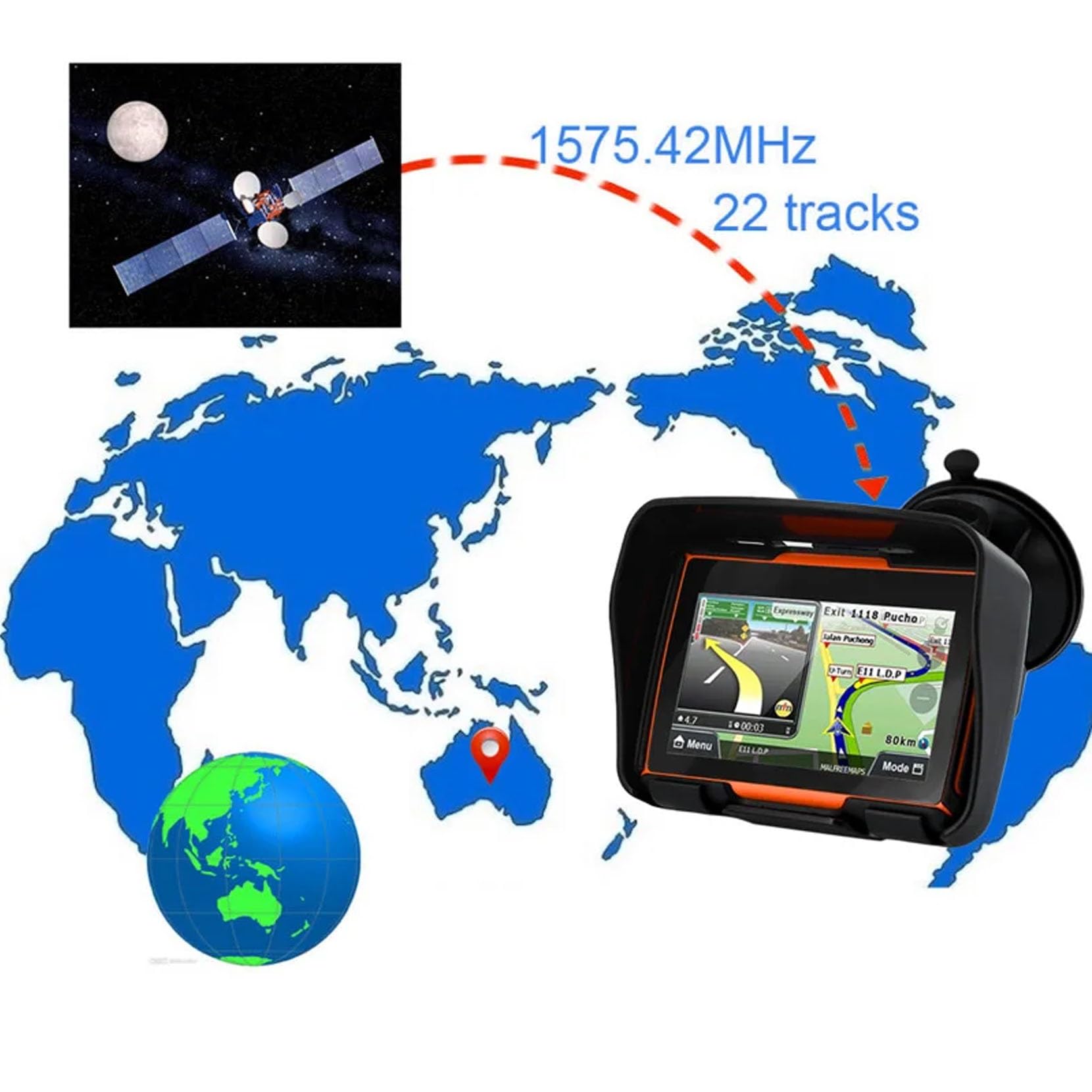 GPS para Motocicletas Rider 500: 4,3 Pulgadas, Rutas de Carreteras Montañosas, Actualizaciones Wi-Fi Rápidas, Info de Tráfico en Tiempo Real, Radares & 49 Mapas de Europa(Black-Orange)