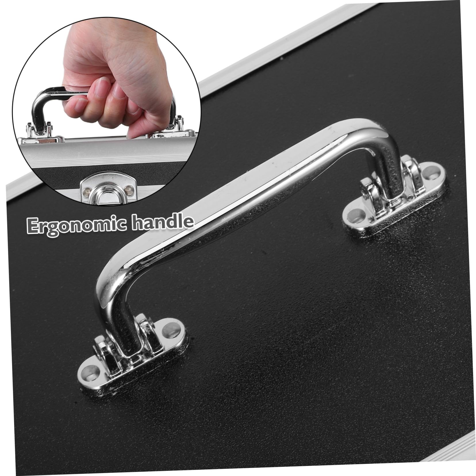 Valigetta in Alluminio e Resistente Custodia Portatile con Angoli Rinforzati e Chiusura Contenitore per Attrezzi e Strumenti Nero