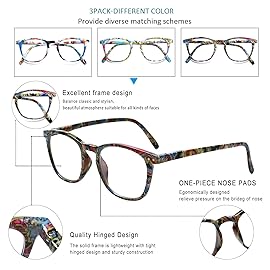 Henotin 3-Pack Blue Light Blocking Reading Glasses,Spring Hinge Computer Readers for Men Women,Anti UV Ray Filter Eyeglasses (readers for women, 1.25)