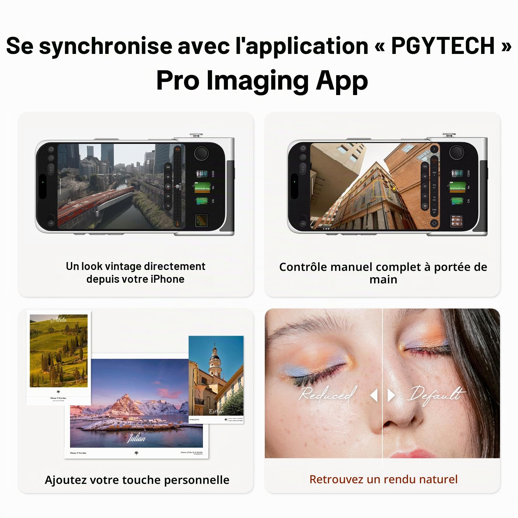 PGYTECH RetroVa Coffret Tout-en-Un iPhone 17 Pro Max, avec Téléobjectif 2.35x, Coque Vintage, Poignée Bluetooth pour Smartphone,Slot MicroSD, Filetage 1/4"-20, Support de Trépied & Dragonne