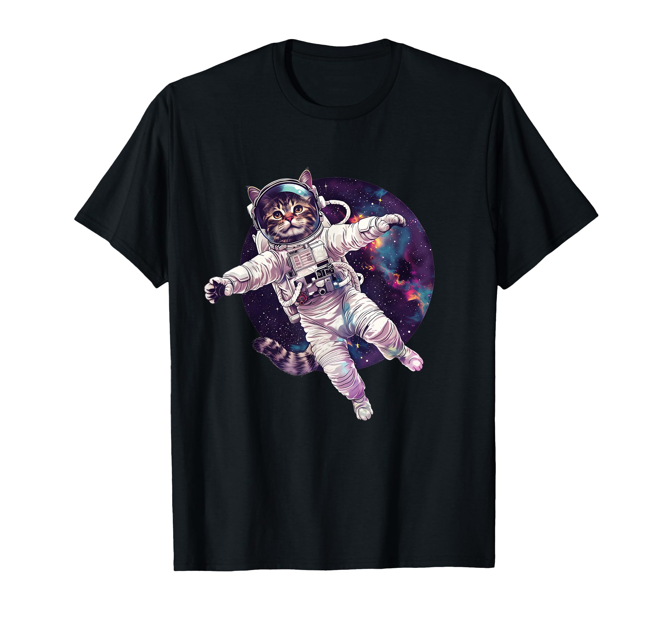 Cat Astronaut Space Funny Kitten Graphic T-Shirt