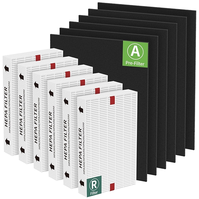 SAKEGDY HPA300 HEPA过滤器替换套装兼容Honeywell空气净化器