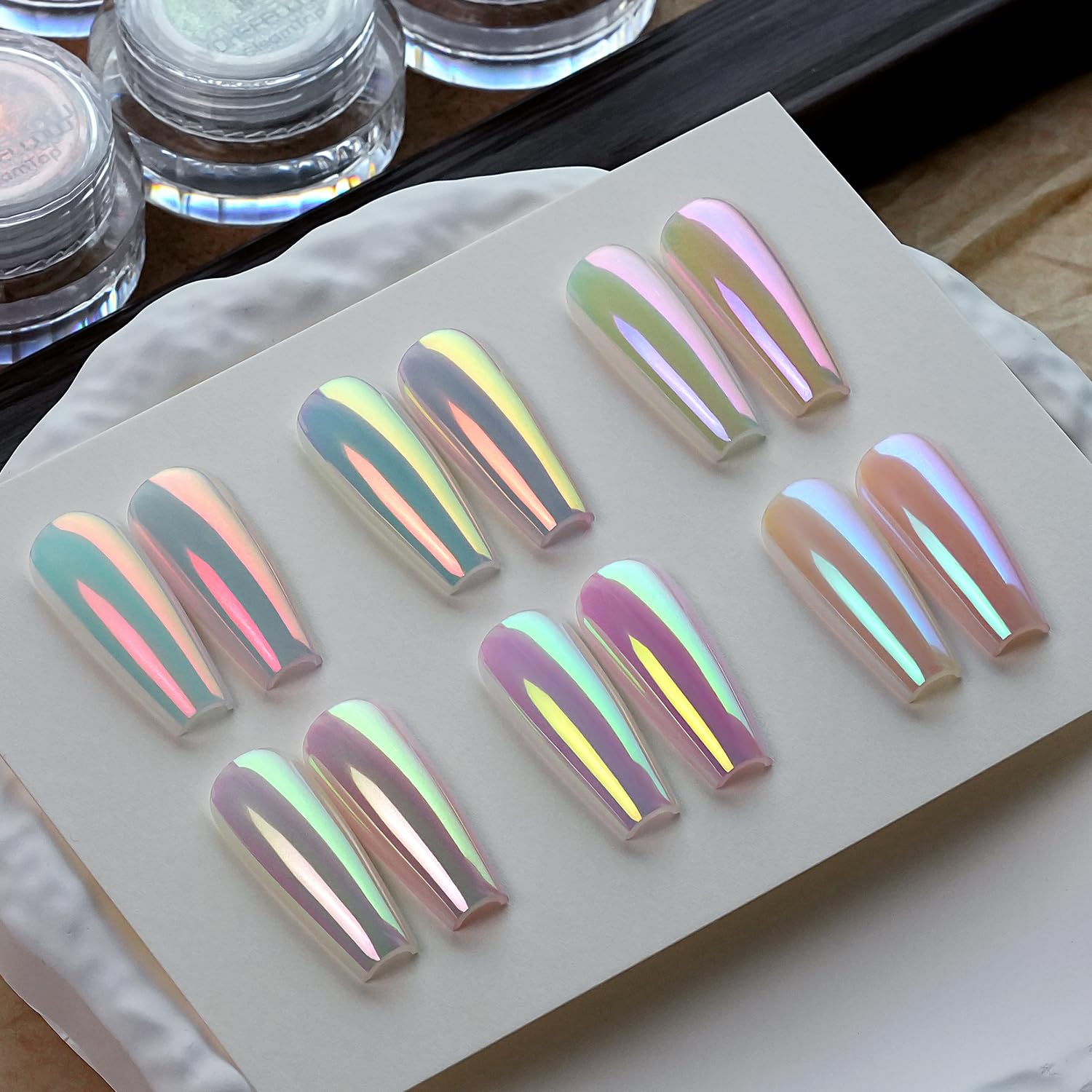 YOKEFELLOW GleamTap Cushion olografico Aurora Chrome Smalto Polvere – Holo-Nail Art Glitter Decorativo Manicure Pigmento per Salone Unghie (GTKIT-01)