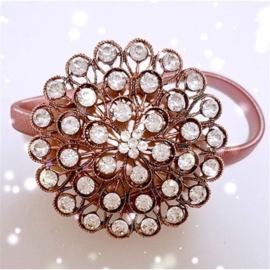 1pcs Flower Design Curtain Accessories Rhinestone Decorative Window Screening Tieback Retractable Metal Curtains Holder(Black)