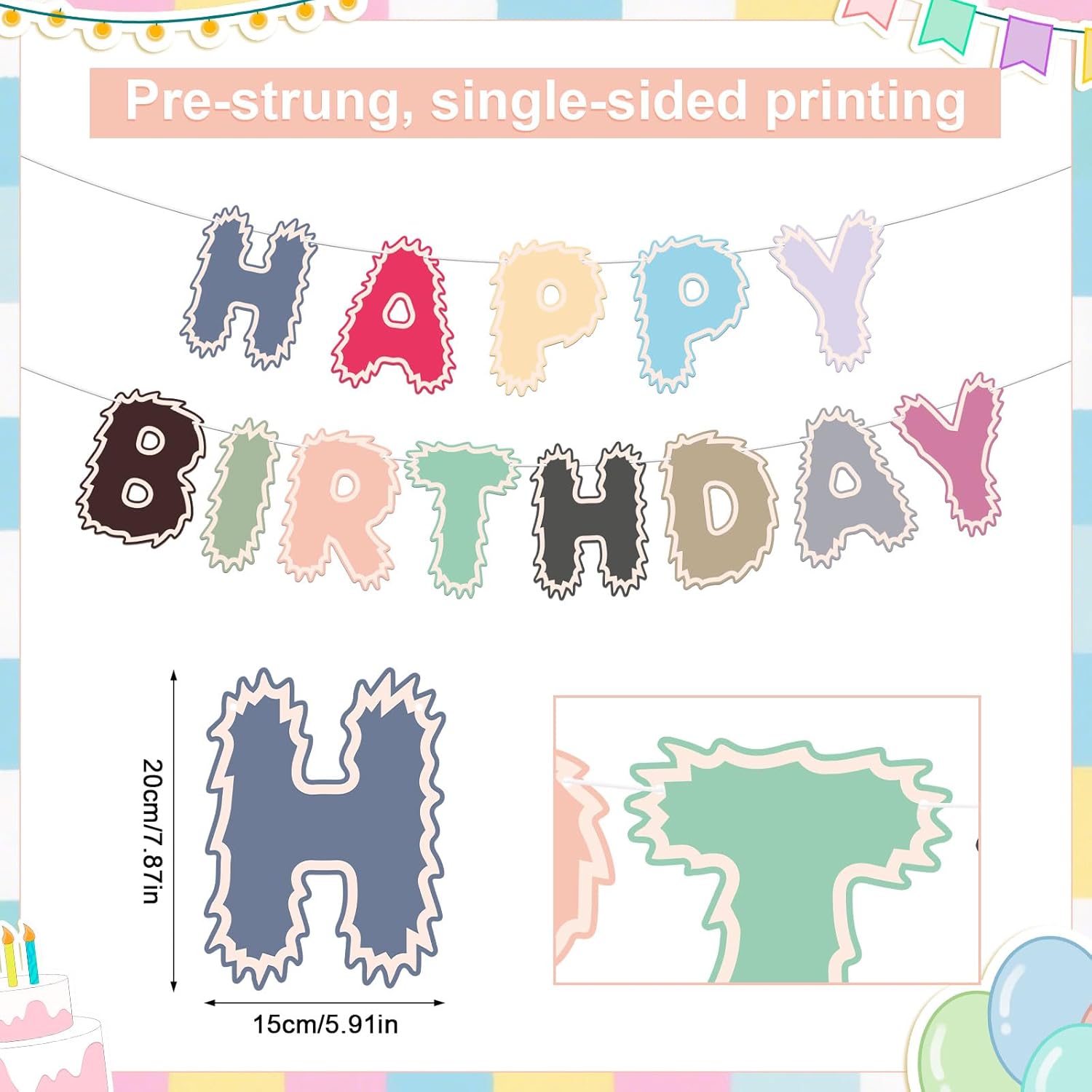 Elf Party Happy Birthday Banner, Colorful Cute Cartoon Theme Banner Decorations for Kids Boys and Girls Photo Props Backdrop Supplies for Children's Birthday Celebrations - Image 2