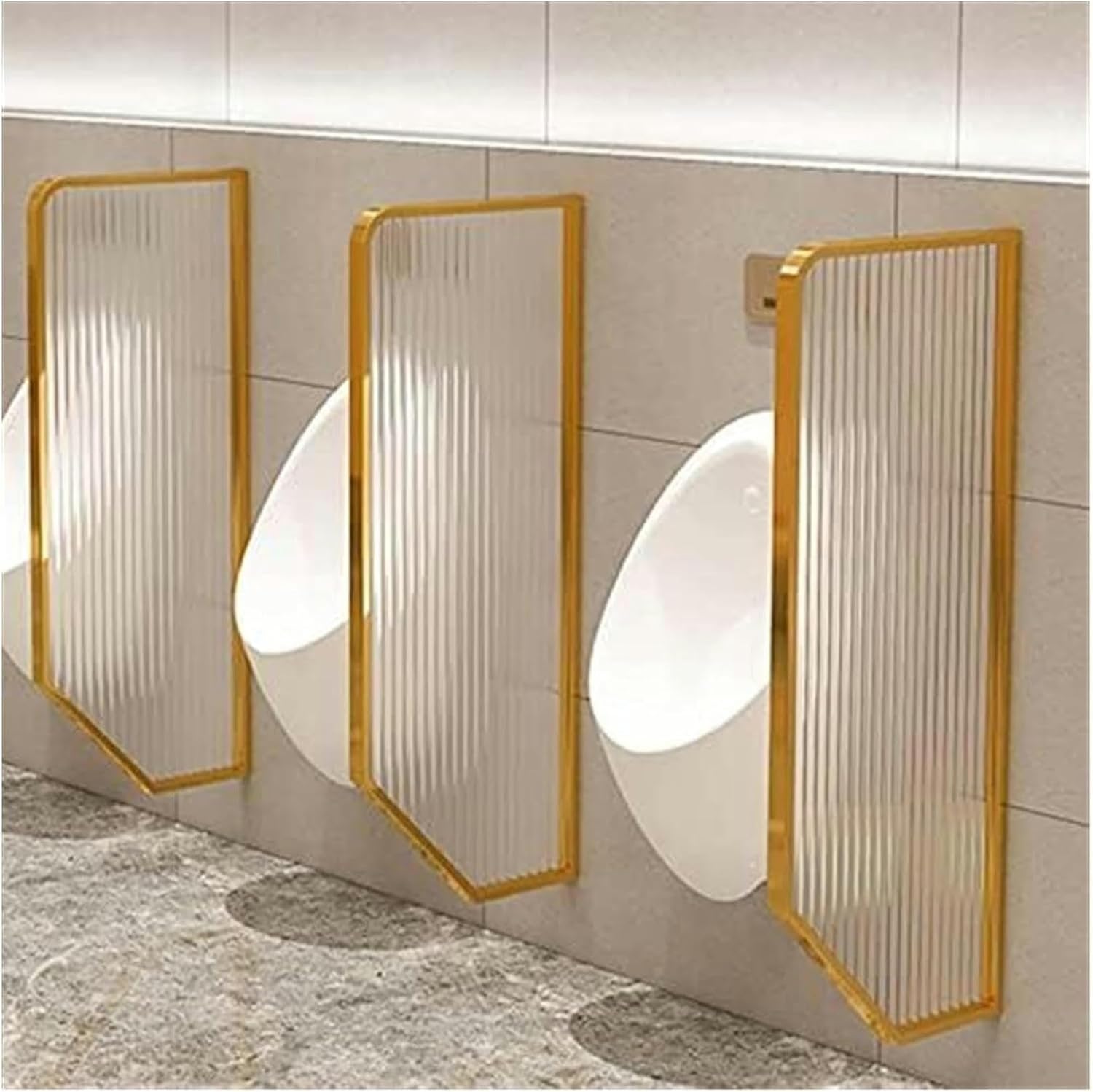 Toilet Partition Wall-Mounted Men Urinal Screen,Modern Business Public Restroom Urinal Partition Divider Screen Toilet Partition,Anti-Rust Stainless Steel Frame and Glass Panel-1