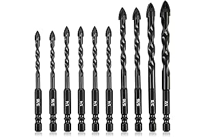 KENDO 10PCS Cement Drill Bit Set with Carbide Tips