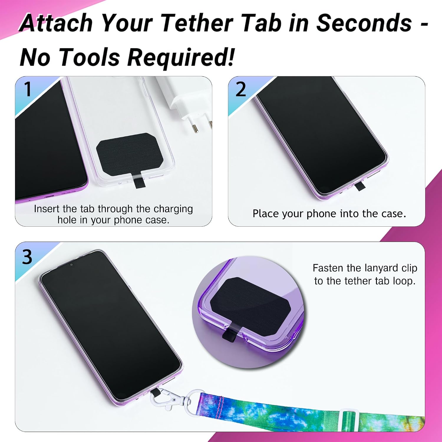 Clip and Go Phone Strap Holder with Tether Tab, 20-Inch Phone Lanyard image 3