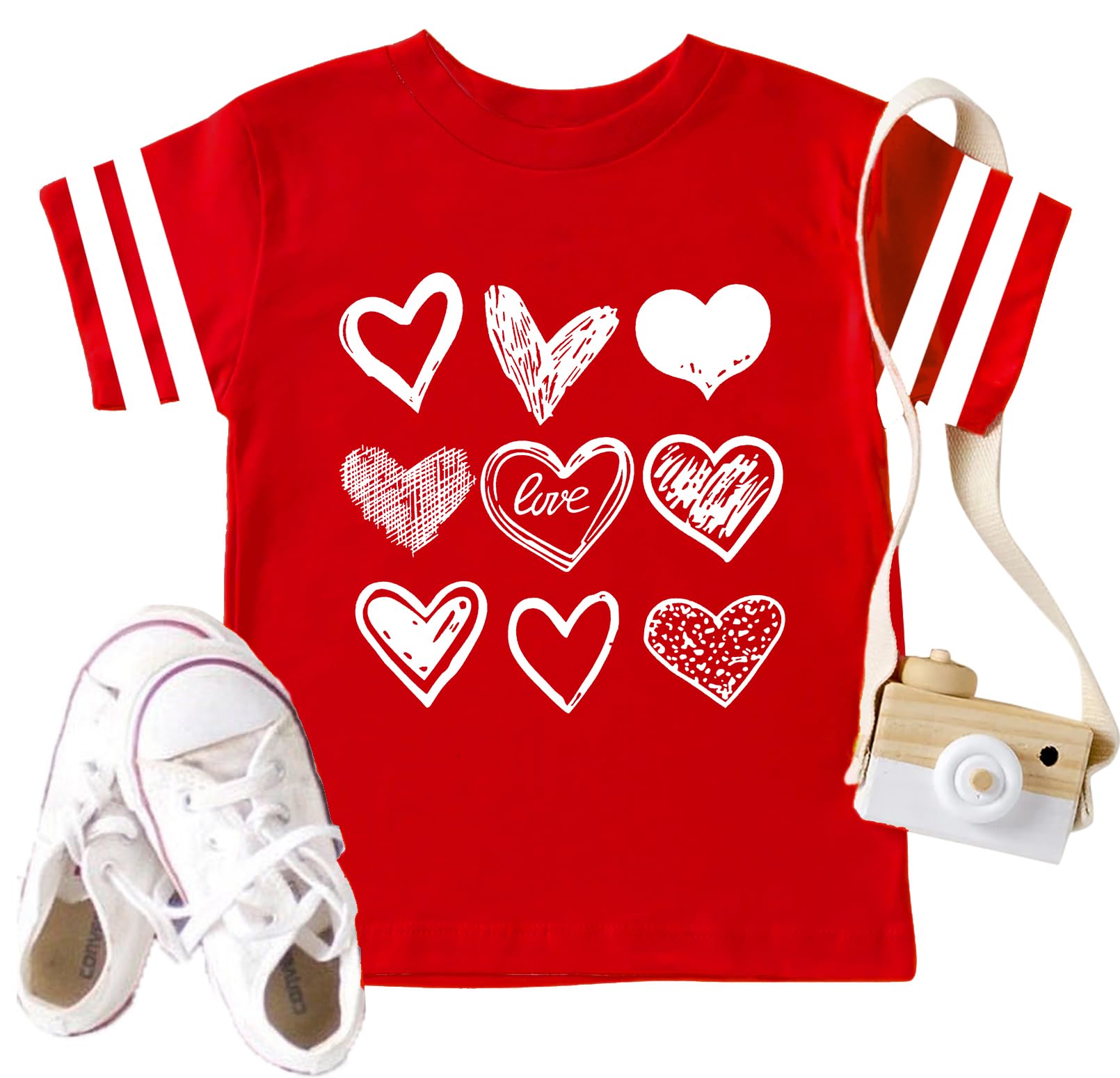 Toddler Boys Girls Valentines Shirt: Valentine Heart Graphic T-Shirts Kids Outfit Love Heart Tee