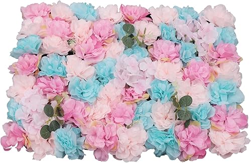 Vista 26 de 20 paneles de pared de flores artificiales, decoración de pared de 24 x 16 pulgadas, paneles decorativos de flores de hortensias para el hogar, 20