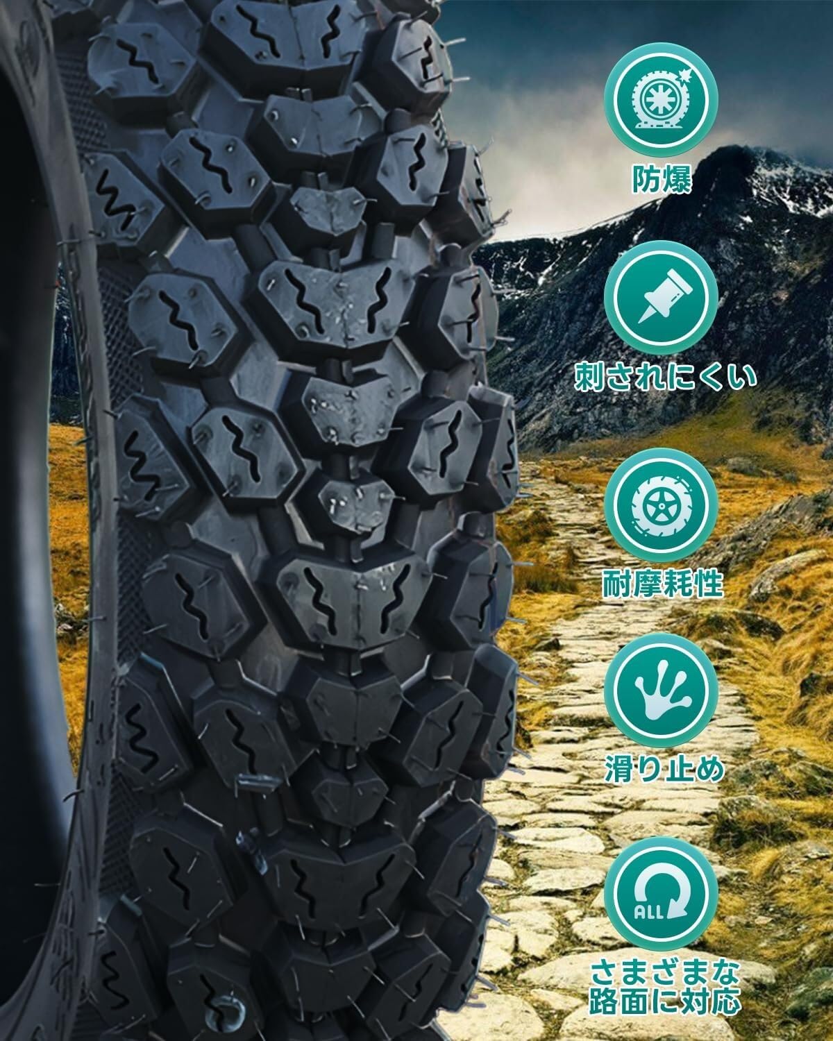 3.50x10 Pneu Moto Tubeless 8PR, 3.50-10 Pneu Tout-Terrain Off Road 58J, 3.50 10 Pneu Haute Adhérence Neige Pluie pour Scooter 10 Pouces Run Flat