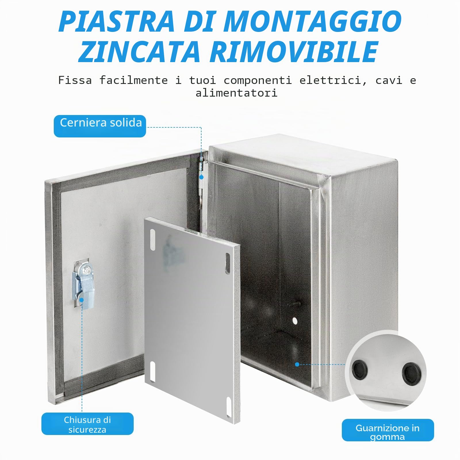 Scatola Elettrica da Esterno, 30X25X14CM, Impermeabile | Electrical Housing in Acciaio Inossidabile, Cassetta Elettrica Esterna con Serratura, Scatola di Distribuzione Elettrica