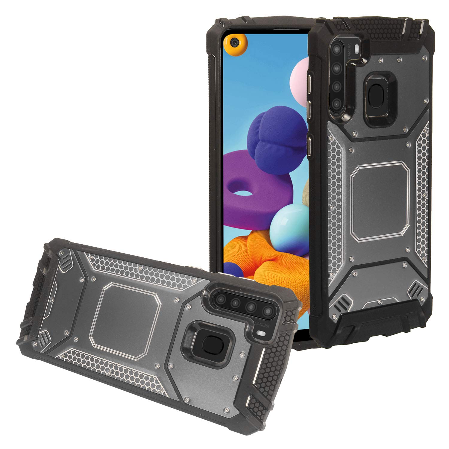 CELZEN - for Samsung Galaxy A21 (SM-A215) - Aluminum Metal Phone Case - ZY1 Gray