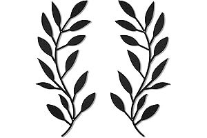 2-Piece Black Metal Tree Leaf Wall Decor (Olive Branch Design)