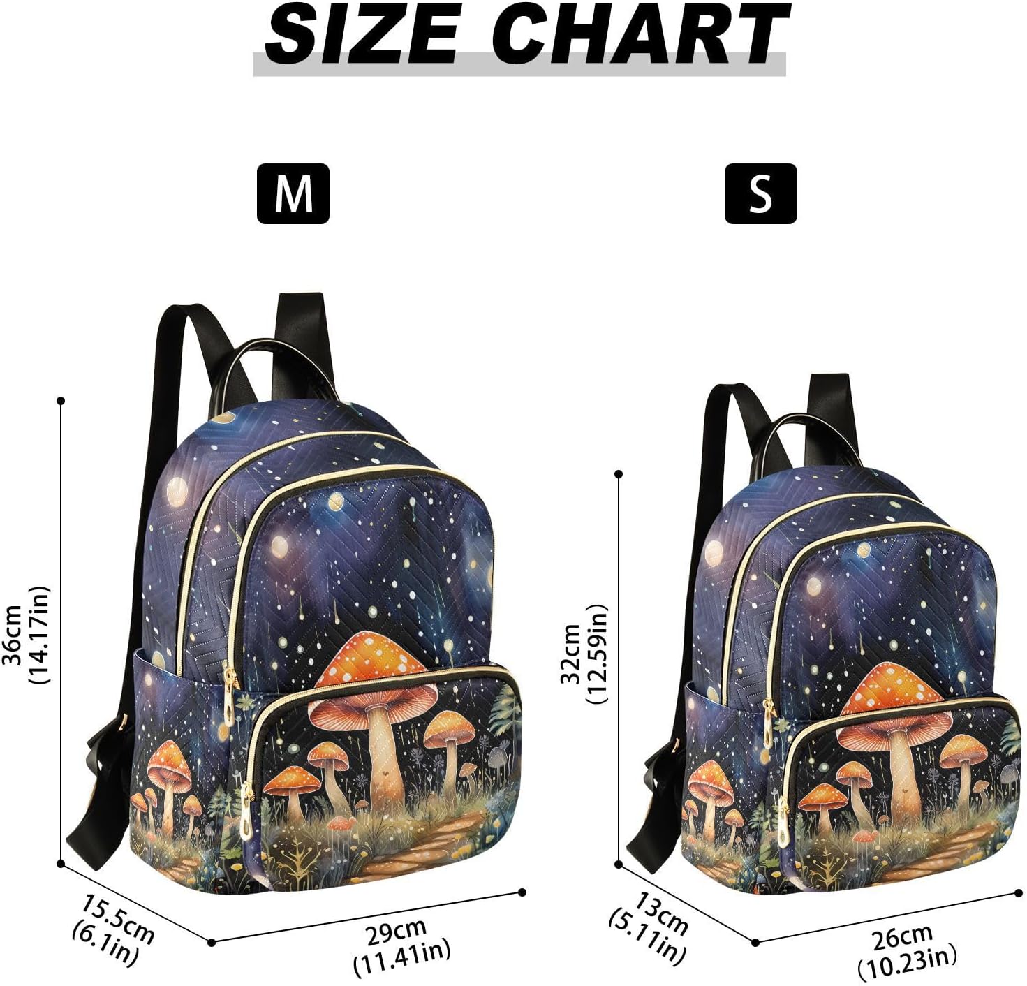 ALAZA Ysterious Forest Mushroom Night Mini Backpack Purse for Women Travel Bag Lightweight Shoulder Bag Fashion Daypack - Image 3
