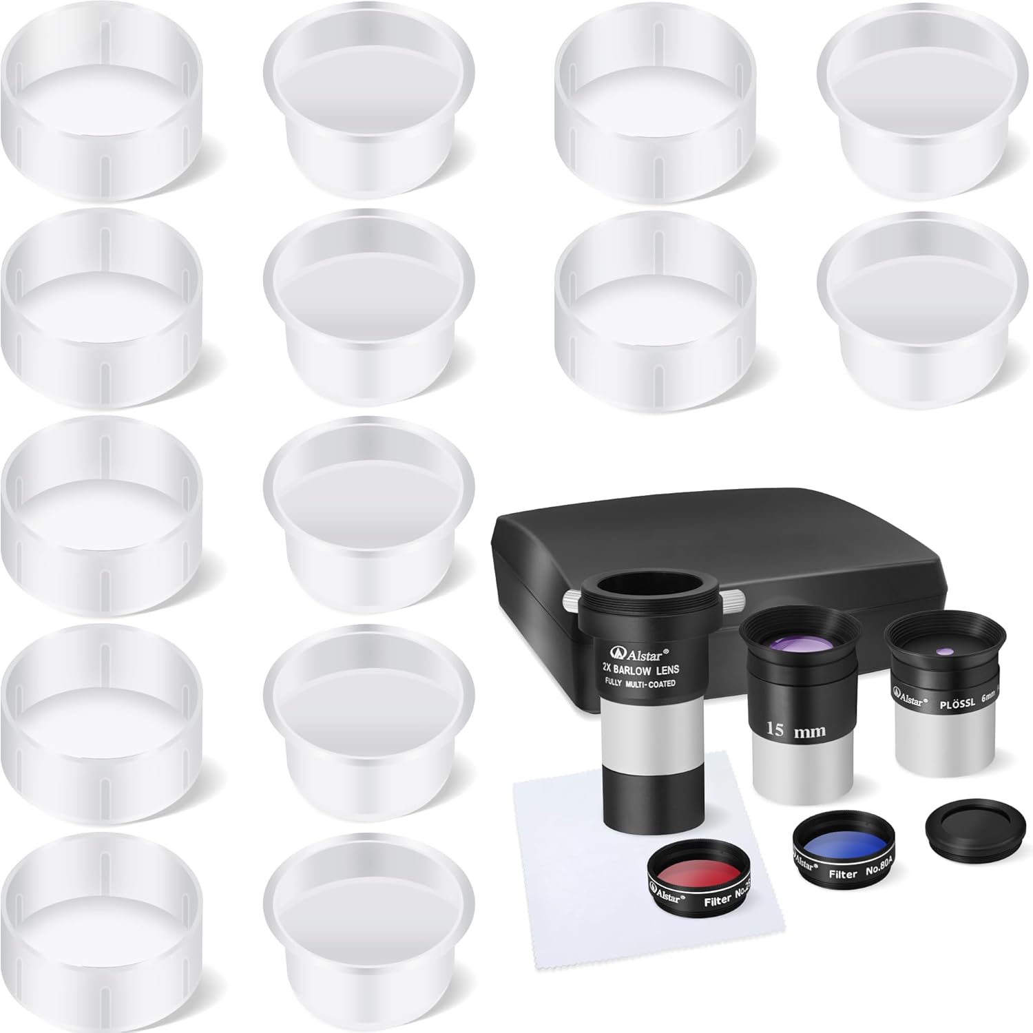 Alstar 8 Piece Eyepiece & Filter Accessory Kit - Bundle with - 7 Pair Dust Caps Set