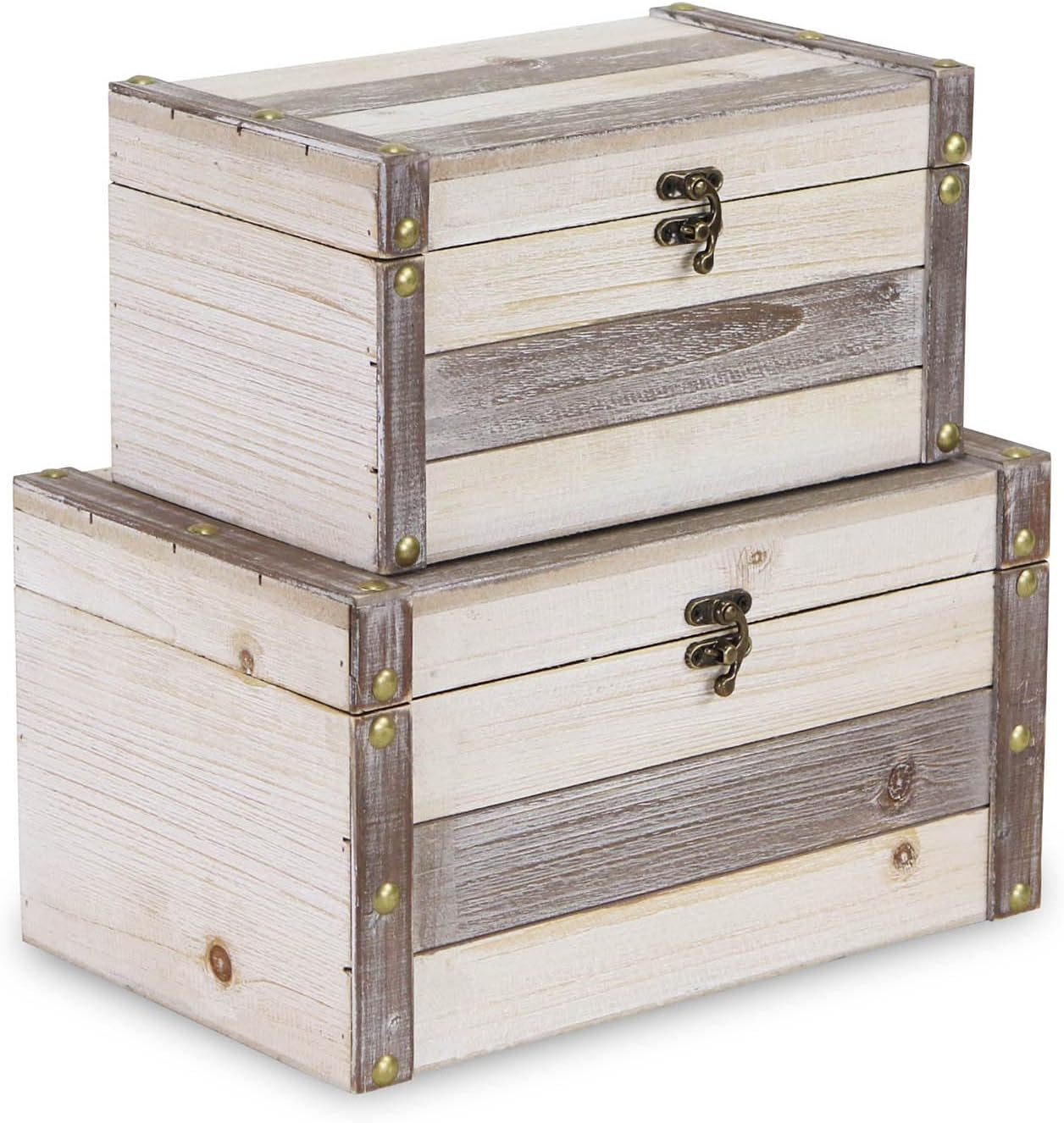 Cheungs Modern farm 2 piece wood storage boxes, Brown