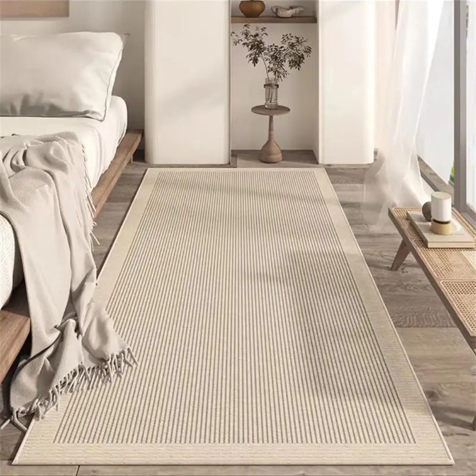 Tapis long insonorisé et lavable style crème 140x160cm avec dossier antidérapant