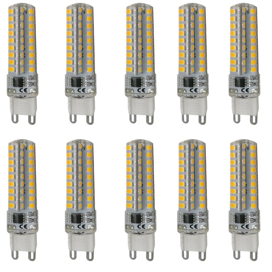Aoxdi Dimmable G9 LED Bulbs 6W, Warm White, 72 SMD 2835 LED Light Lamp, AC 220-240V, 10-Pack