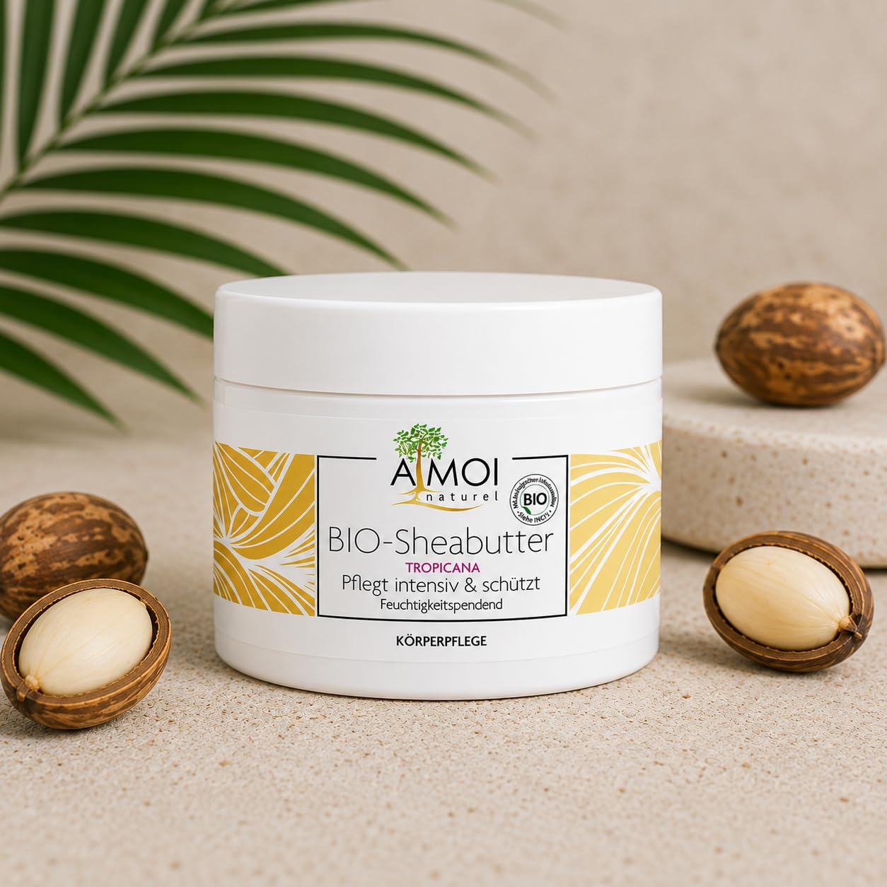 Sheabutter Tropicana 200 ml – Mit bio-zertifizierter, unraffinierter Sheabutter aus Westafrika – Intensive Körperpflege für trockene Haut – Reichhaltige Ganzkörperpflege
