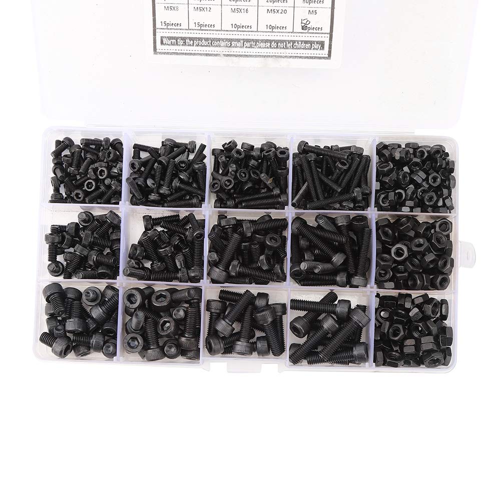 Set di dadi per viti esagonali 560 pezzi, kit di fissaggio hardware in acciaio al carbonio, viti M3 M4 M5 con dadi per profili in alluminio, elementi di fissaggio durevoli