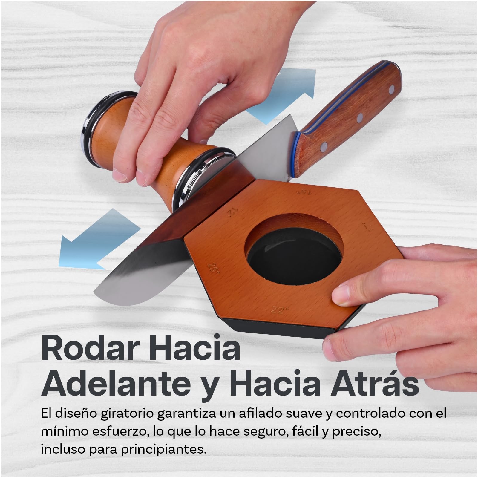 Afilador Cuchillos de Rodillo por MMOBIEL - 6 Ángulos Magnéticos (12°, 15°, 17°, 19°, 22°, 25°) - Kit de Afilado con Discos de Diamante - Kit Manual para Cuchillos - Regalos para Hombre & Mujer