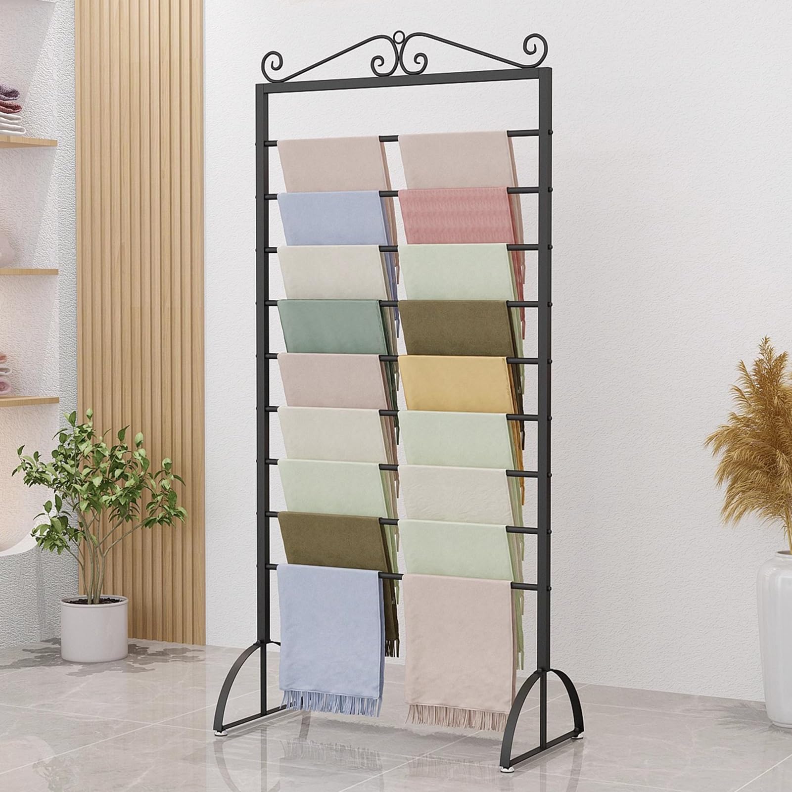 Perchas de doble cara para bufandas, de pie y antideslizante, organizador para minoristas, manualidades, toallas, hijabs, pantalones, estante de almacenamiento de cinta y soporte para corbatas