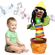 MIAODAM Dancing Cactus, Funny Style 270 Degree Rotation Talking Baby Toy for Big Kids and Adults, Repeats What You Say Colorful Glowing Singing Cactus Toy
