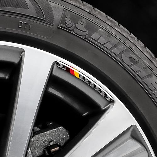 Miniatura 6 de 4 calcomanías universales para rueda, emblema de bandera tricolor 3D para todos los modelos, protección universal de fibra de carbono, emblema de