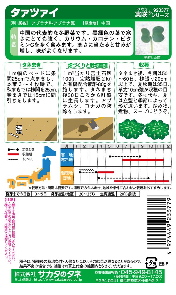 Amazon | サカタのタネ 実咲野菜3377 タァツァイ 00923377 | 野菜