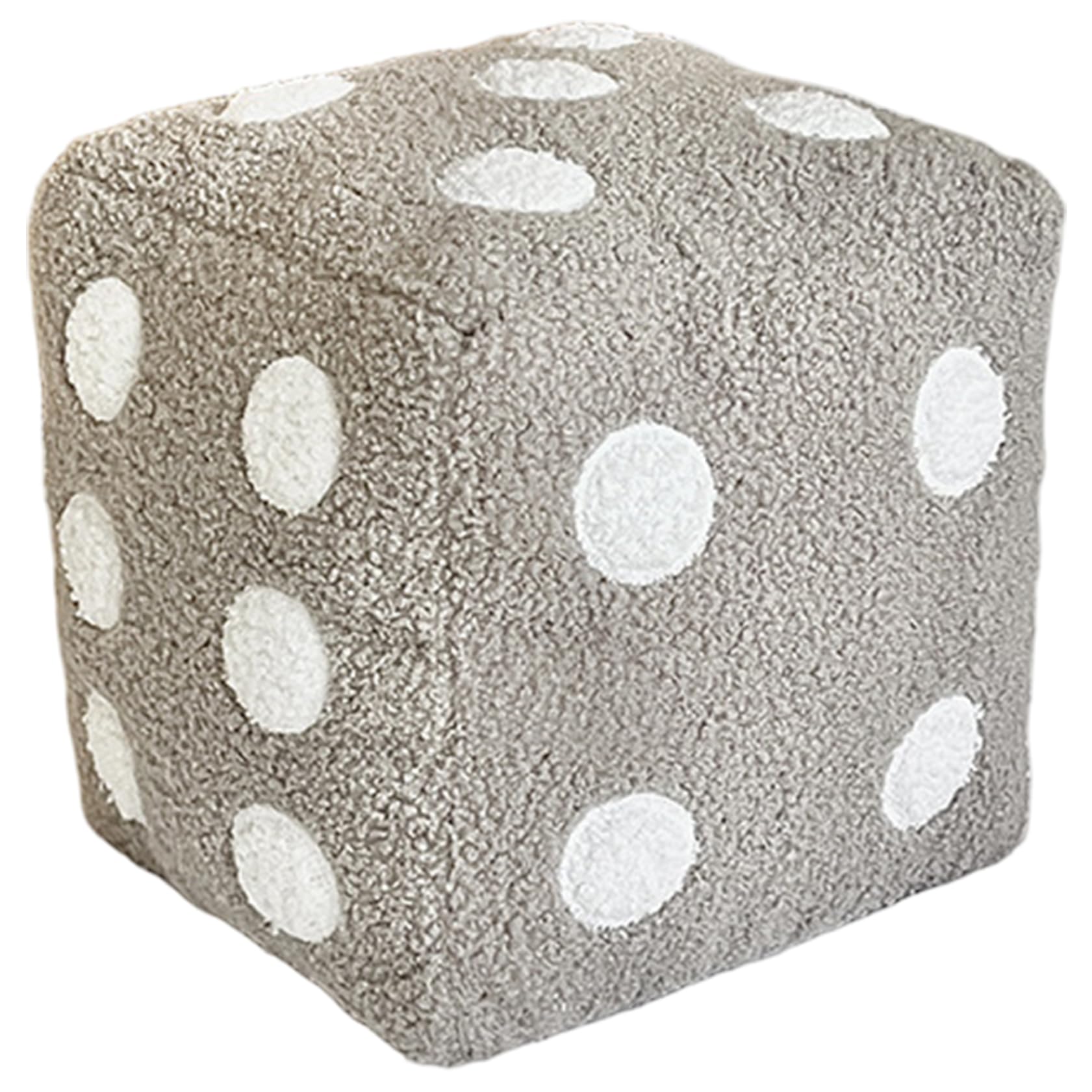 Oreiller en peluche dice gris 20x20 cm pour canapé et lit