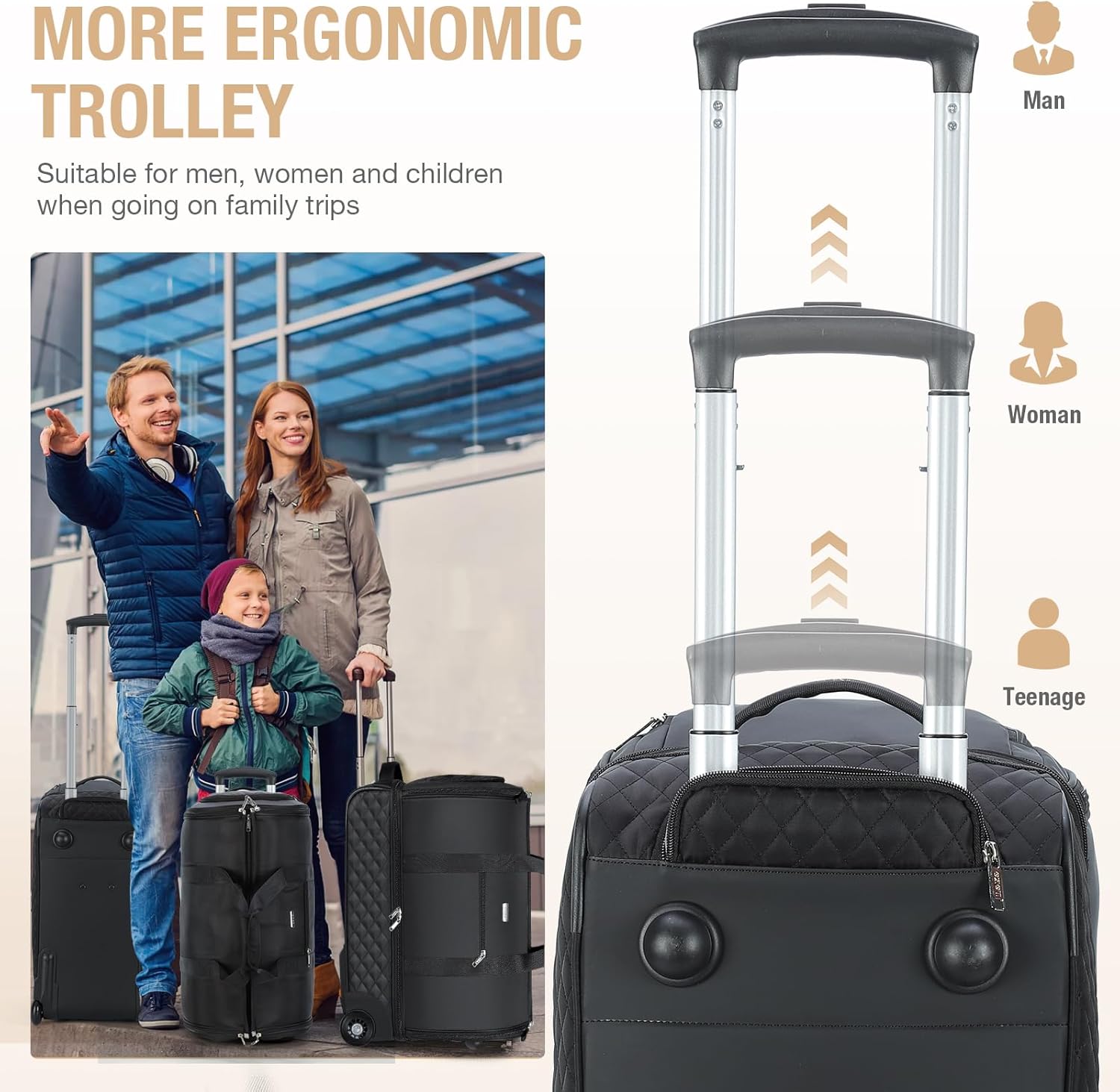 Rolling Garment Bag for Travel - Convertible Duffel Bag with Wheels & Shoes Compartment, Carry on Suit Luggage Bag with Trolley for Business Trip, Wedding, Weekender - Image 7