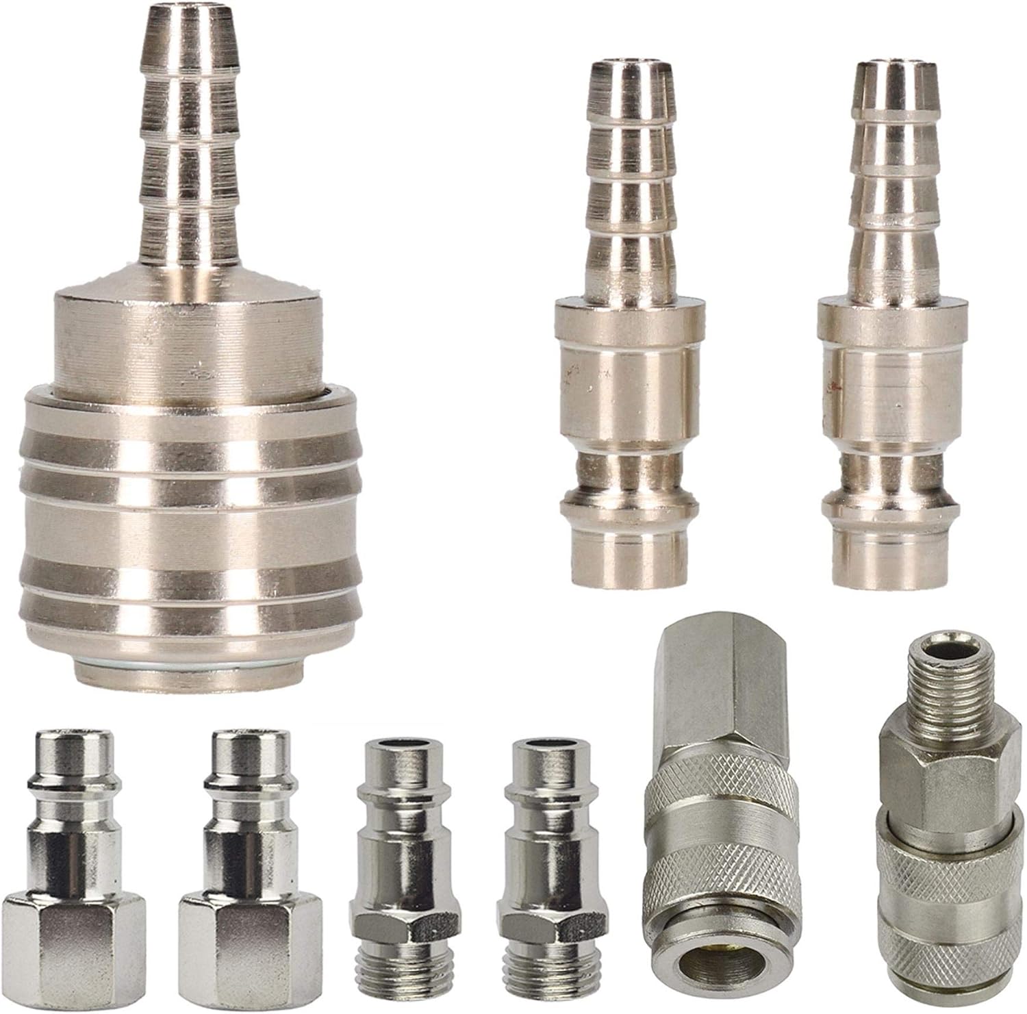 EURO Air Hose Connector Fitting Quick Release Pack Threaded & Hose Tail Barb