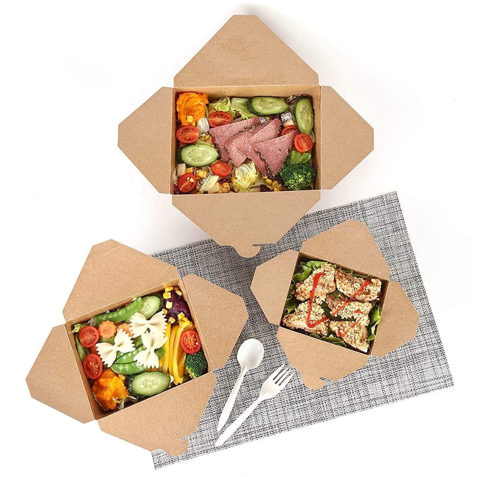 Caja for comida for llevar, caja for comida for llevar, caja for comida kraft con tapa abatible, caja for comida de cartón kraft marrón compostable a prueba de fugas y grasa for diversos alimentos, 20
