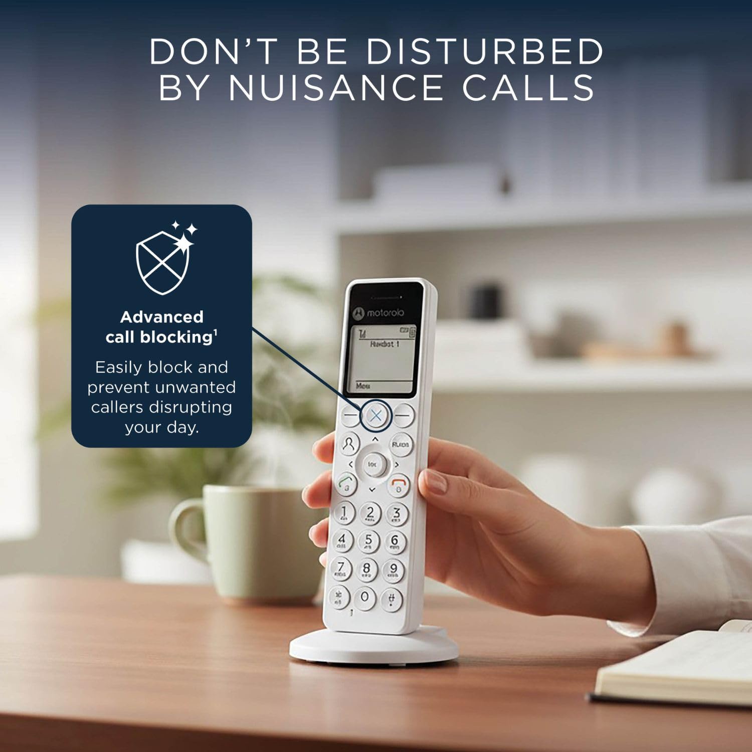 Motorola Voice Teléfono Inalámbrico Digital DECT DOT4 con Contestador, Bloqueo de Llamadas, Manos Libres, Pantalla Retroiluminada y Agenda de 200 Contactos