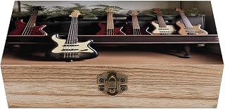 Guitar Bass Music Musical Instruments Wooden Keepsake Box Wooden Jewelry Box Decorative Boxes with Lids for Storing Jewelry, Coins, Tartot Cards, Small Treasures