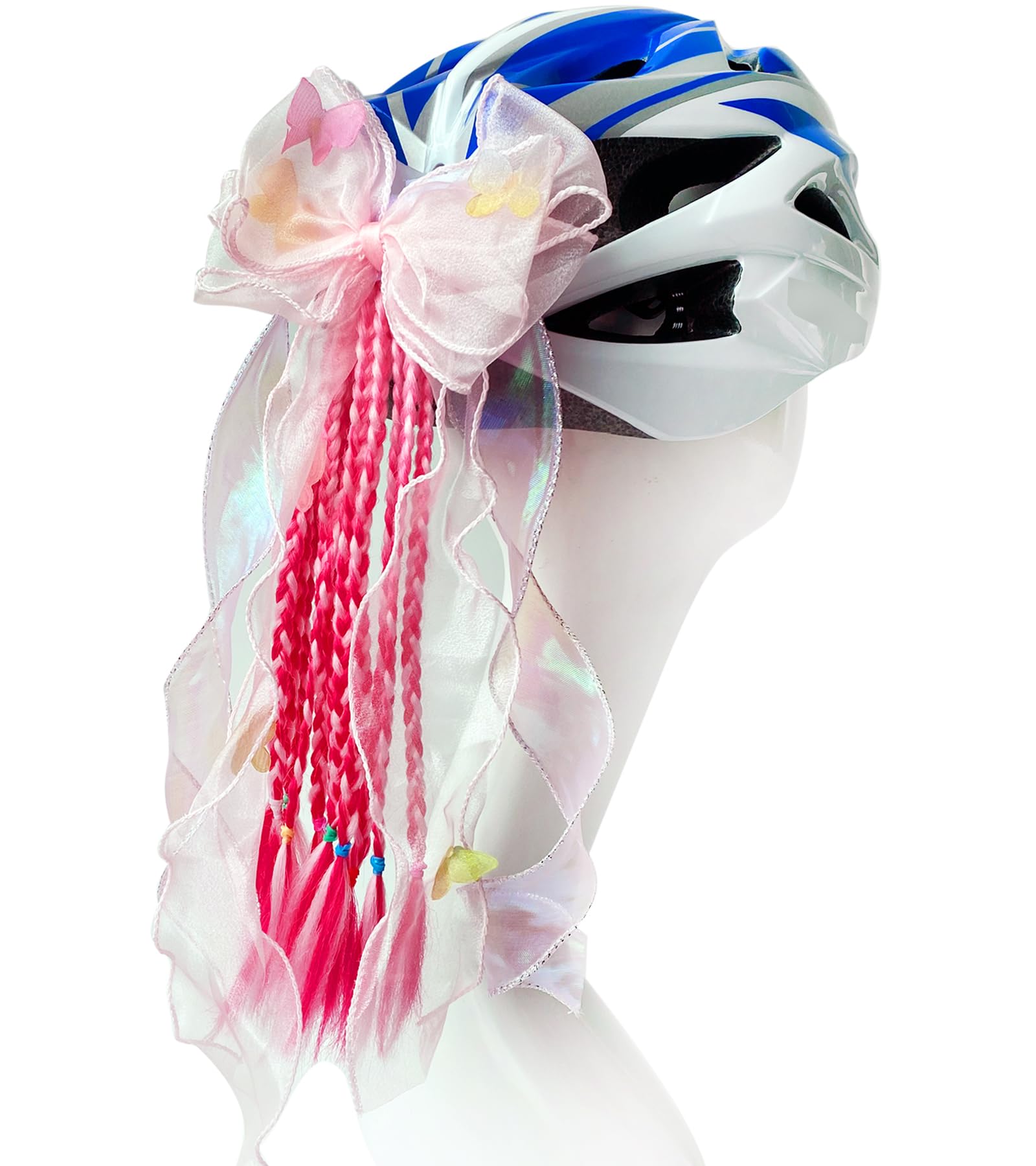 Lecherri Braids Pigtails with Lace for Helmet 1PC Helmet Accessories Helmet Braids Hat Decoration for Motorcycle Helmet Bicycle Helmet Ski Helmet Pink Color(Helmet Not Included)