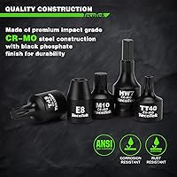 Vista 5 de TecoTek Juego de 84 piezas de 3/8 pulgadas Drive Master Hex Bit Impact Socket Set, Impact Allen Bit Socket Set, Star Bits, Stubby Bits, estrella a