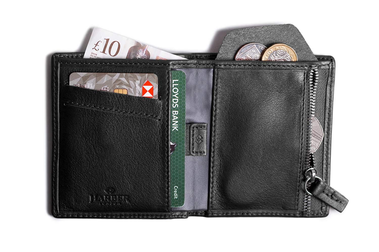 Harber Londonleather Bifold Zip Wallet With Rfid Protection