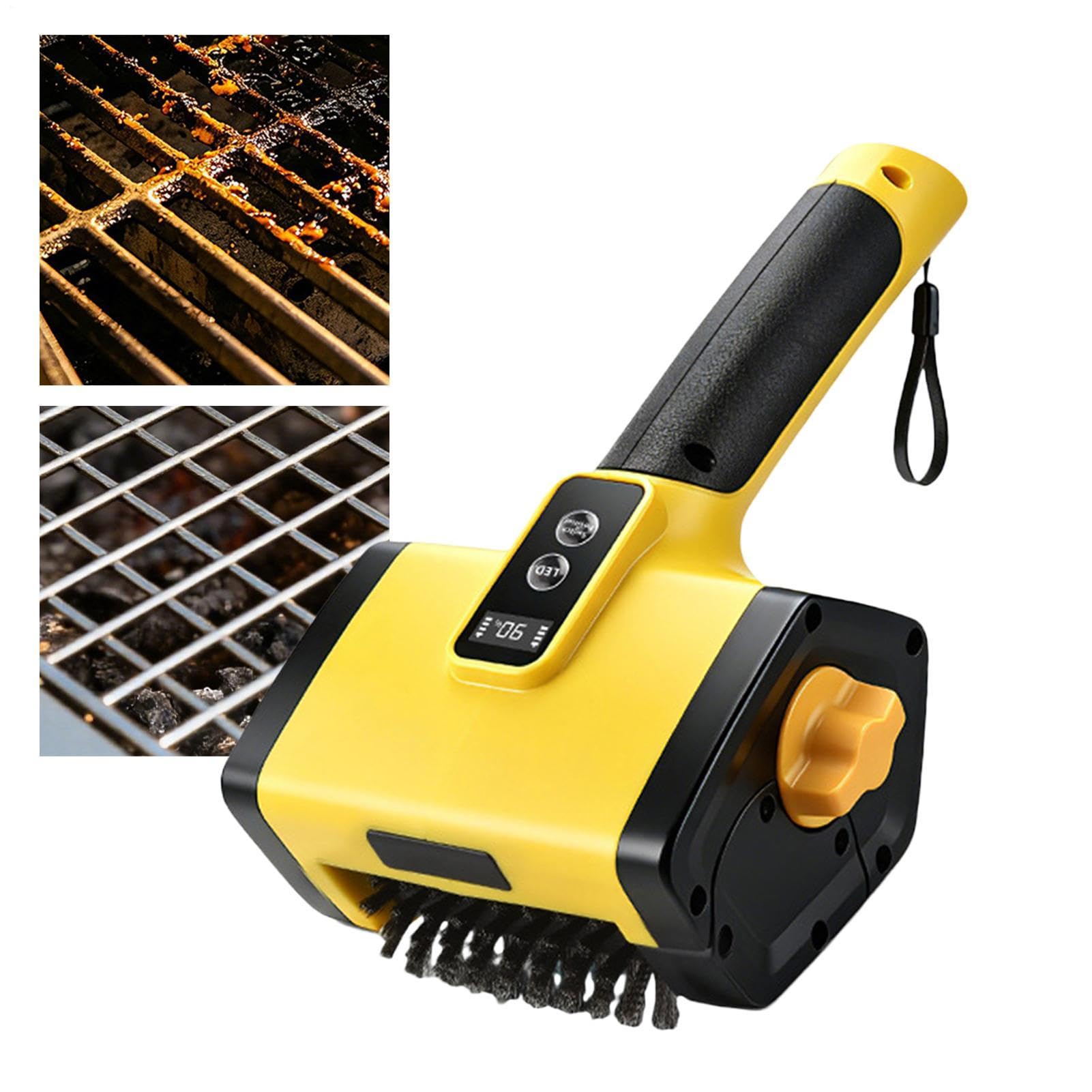 Cepillo de Limpieza para Parrilla Eléctrica - 25 W USB Recargable 3000 mAh | Fregadora BBQ 2 Velocidades 500/800 RPM Iluminación LED | Limpiador De Barbacoa Horno Cocina Patio Camping Patio Interior U