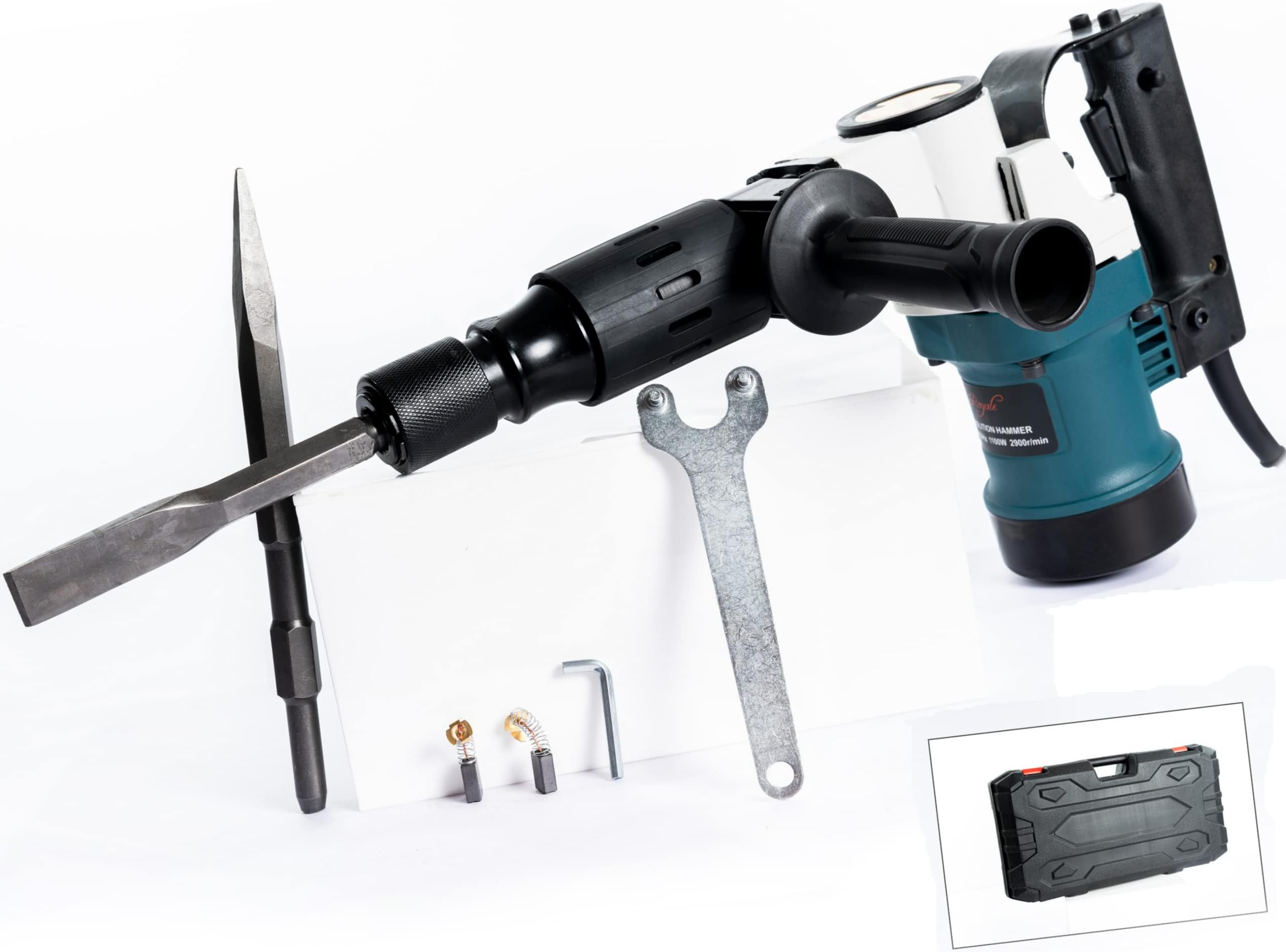 Zebra Premium Tools DH-01 Demolition Hammer 6kg, 1100W, Blue, 17mm Chuck, Electric Concrete Breaker Machine,2900RPM With Free 17mm Bits