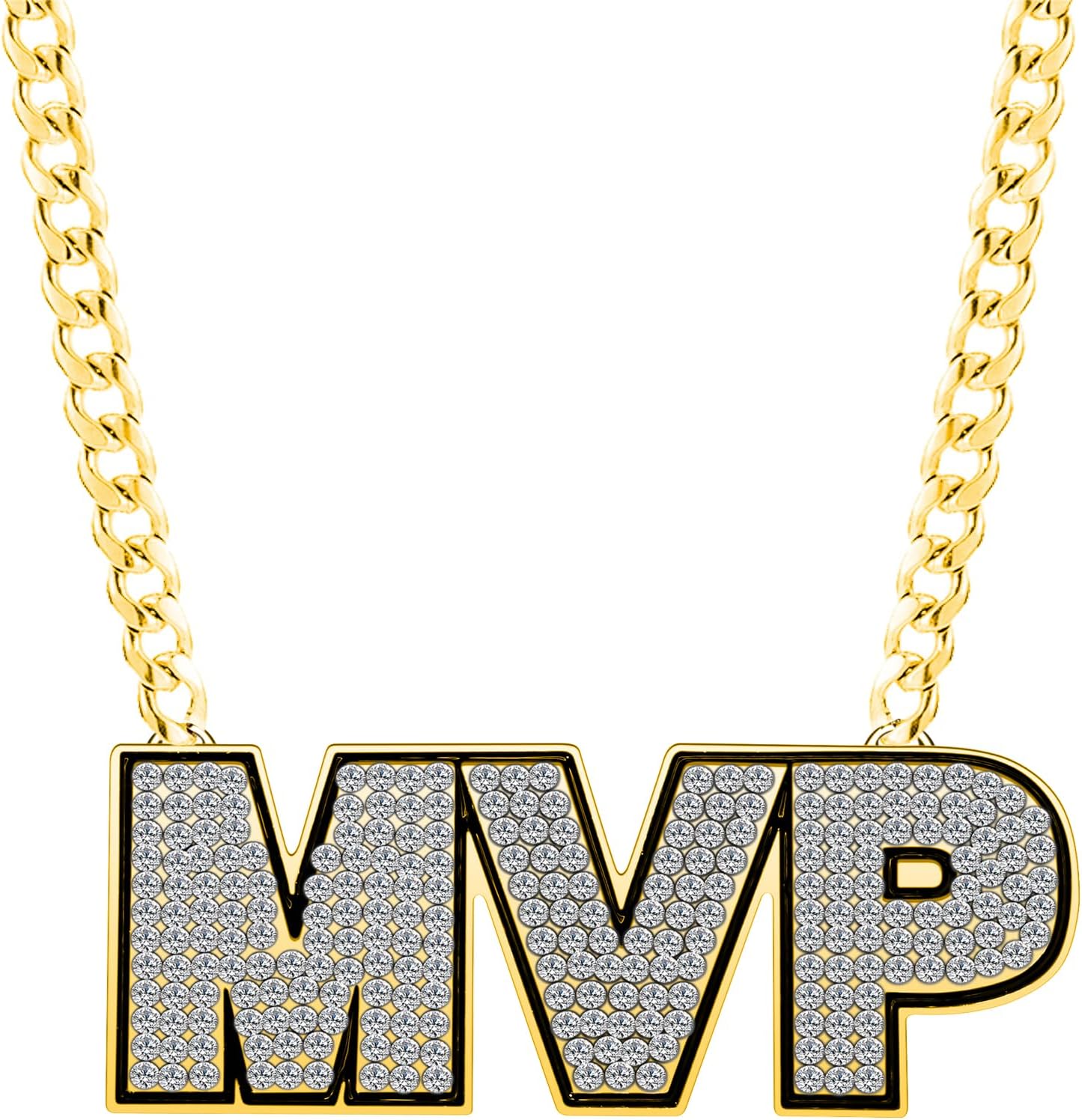 VERAMI MVP Medal, Champion MVP Chains Medal Necklace,Gold Champ Award Winner Prize Trophy Award Necklace For Adults Player Team Football Soccer Baseball Basketball Softball Fantasy Football
