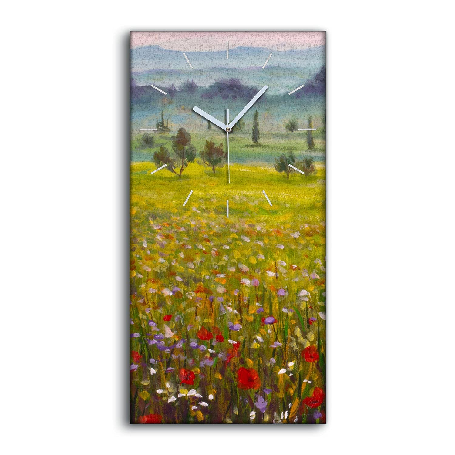 Horloge sur toile 30x60cm paysage Toscane - Coloray pendule silencieuse salon
