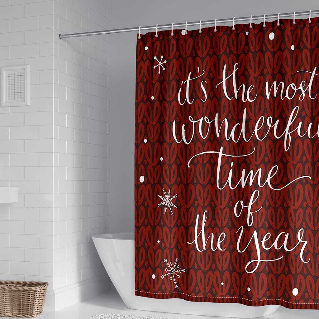 Bishilin Xmas Shower Curtain Bath Shower Curtain It'S The Most Wonderful Time Of The Year Polyester with Hooks, Christmas Decor 120x180CM