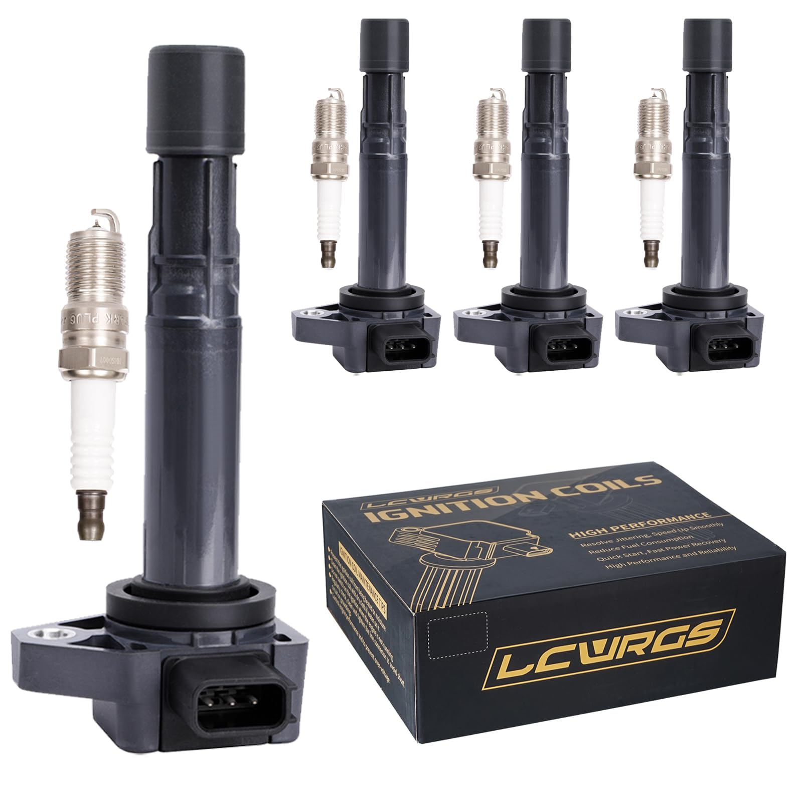 Set of 4 Ignition Coil Pack and Spark Plugs Fits for 1.7L L4 2001 2002 2003 2004 2005 Honda Civic 1.7 Replaces UF400 C1460